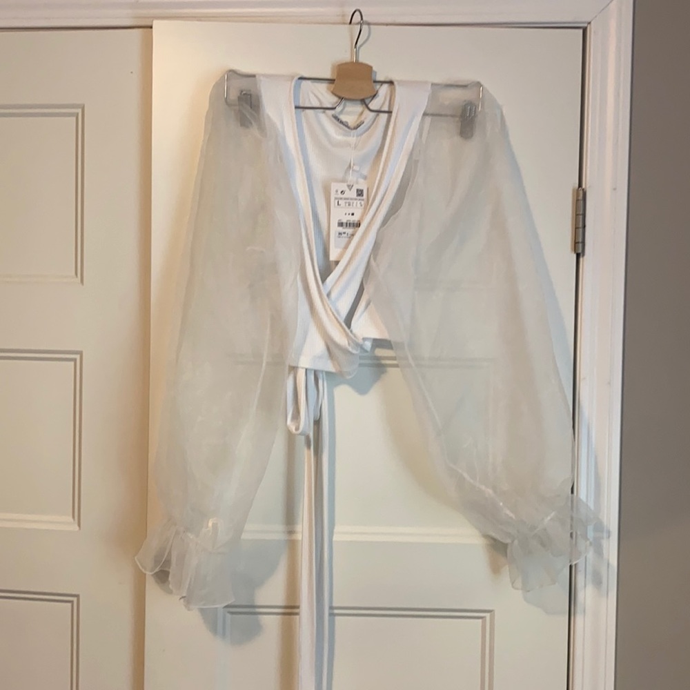 Zara sheer wrap blouse
